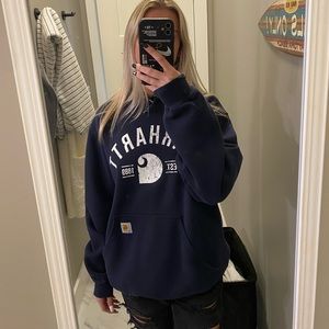 Carhartt Navy Blue Graphic Logo Hoodie
